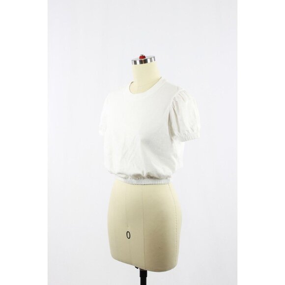 Aritzia WILFRED Piaf White Cotton Cropped Elastic Waist T-Shirt, Size XS - Picture 4 of 15